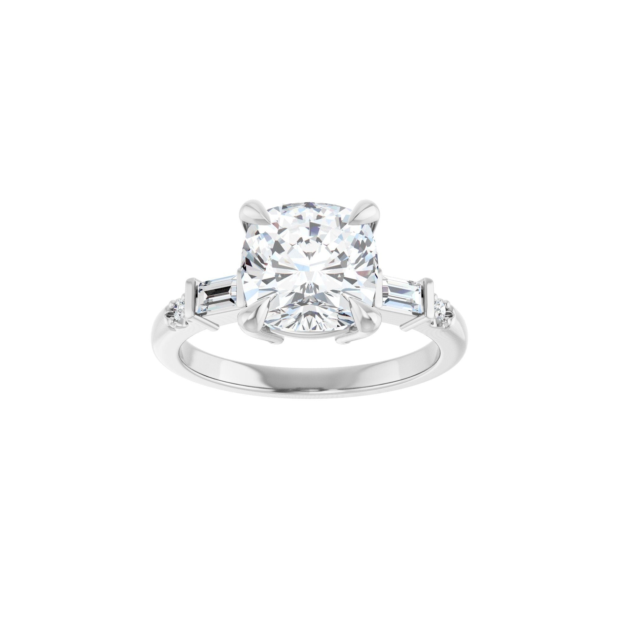 14K white gold cushion engagement ring mounting, 8 x 8 mm, top view