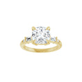 Load image into Gallery viewer, 14K yellow gold cushion engagement ring mounting, 8 x 8 mm, top view
