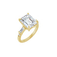 Load image into Gallery viewer, 14K yellow gold emerald engagement ring mounting, 11 x 9 mm, three-quarter view
