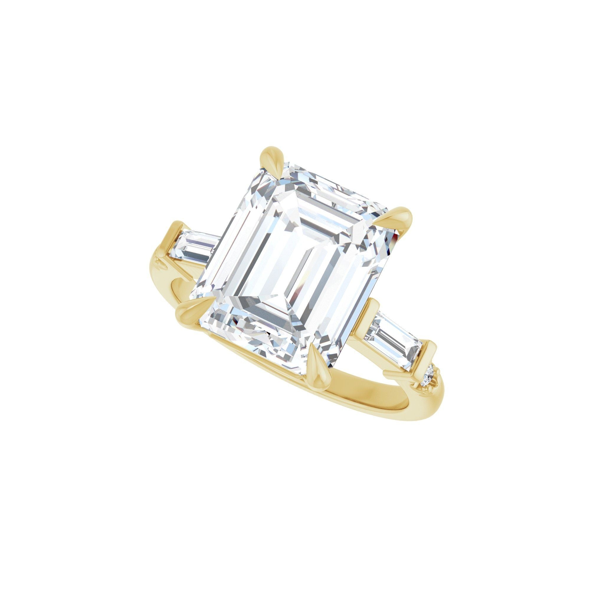 14K yellow gold emerald engagement ring mounting, 11 x 9 mm, alternate angle