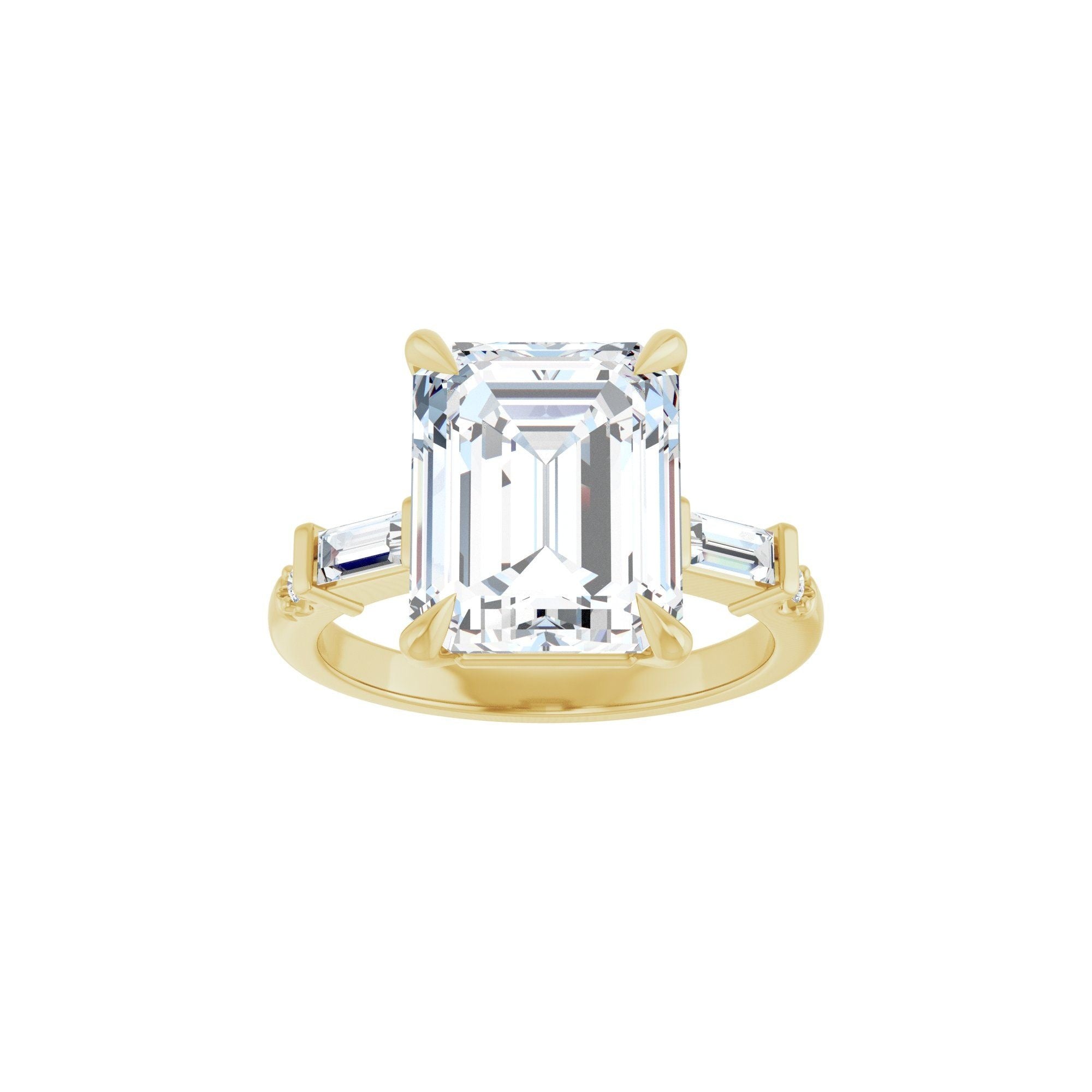 14K yellow gold emerald engagement ring mounting, 11 x 9 mm, top view