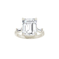 Load image into Gallery viewer, 14K white gold emerald engagement ring mounting, top view
