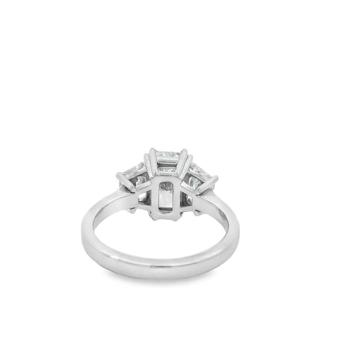 Platinum Three Stone Radiant  Lab Grown Diamond Ring