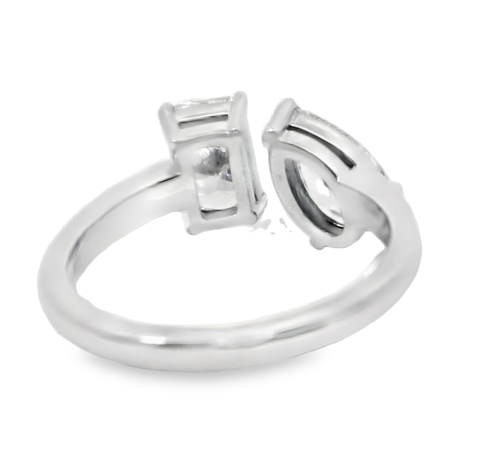 Platinum 2-stone Pear and Radiant Shape Diamond Ring