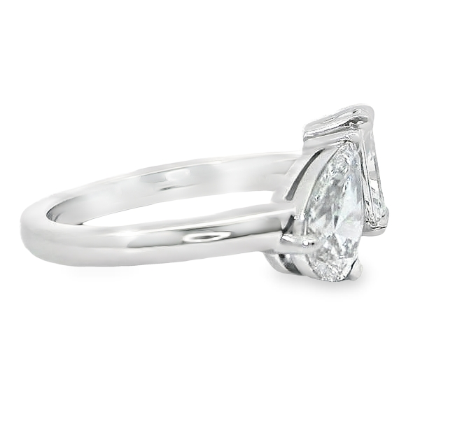 Platinum 2-stone Pear and Radiant Shape Diamond Ring