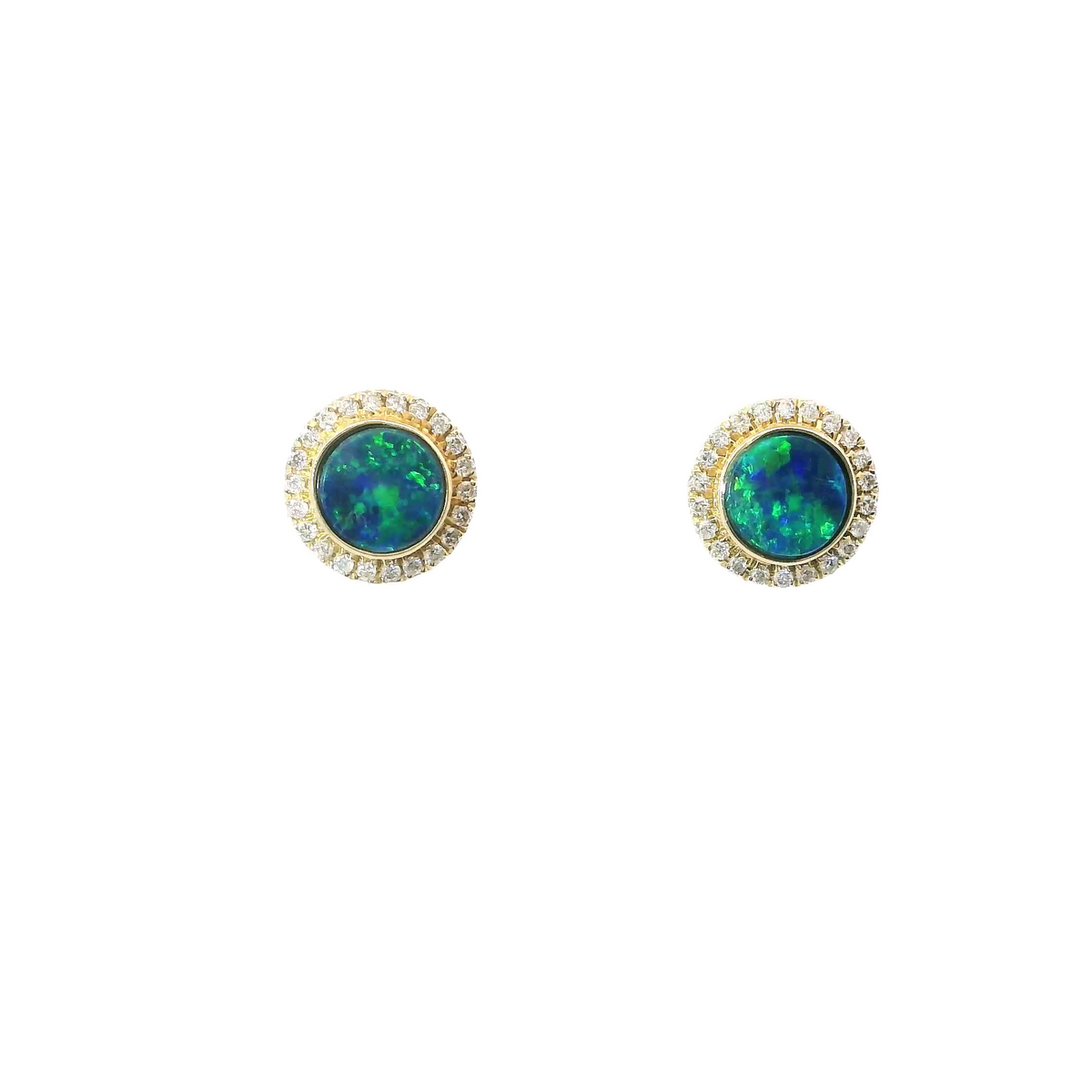 14K Yellow Gold Boulder Opal Stud Earrings