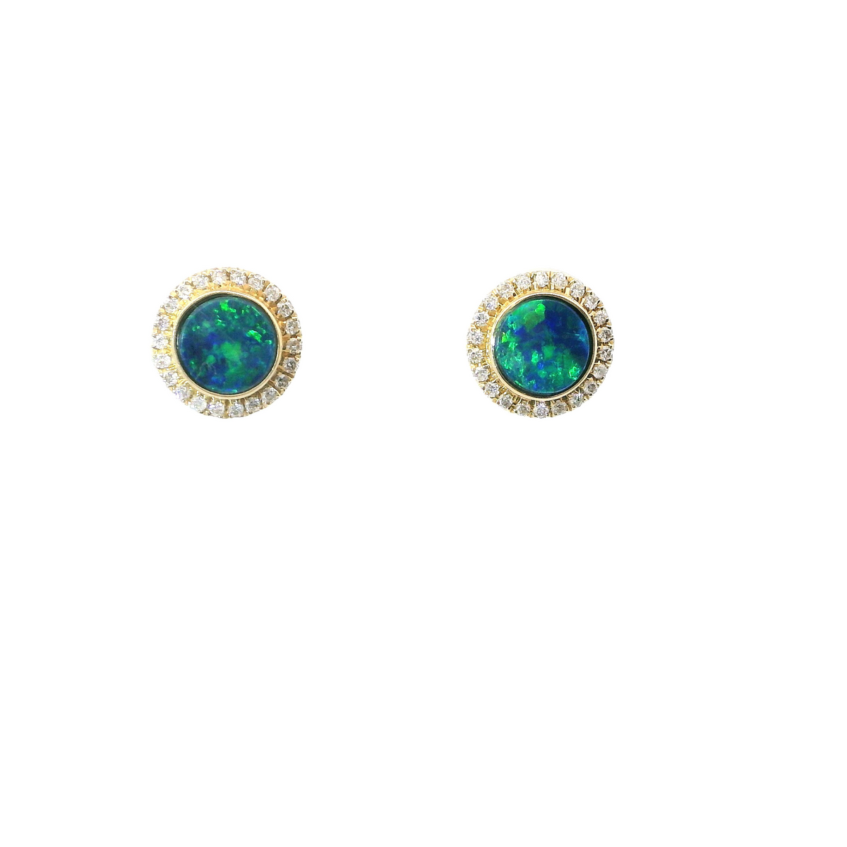 14K Yellow Gold Boulder Opal Stud Earrings