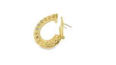 14K Yellow Gold Etruscan Gemstone Hoops