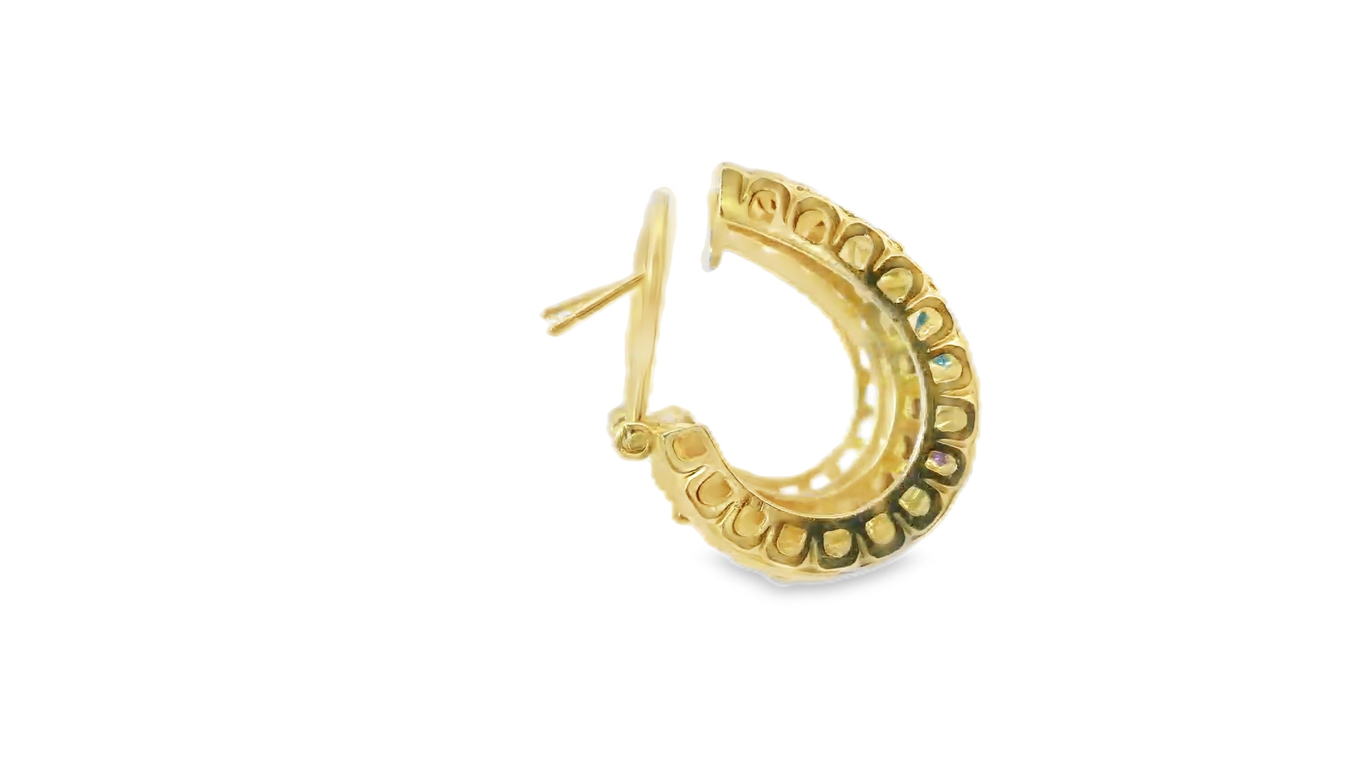 14K Yellow Gold Etruscan Gemstone Hoops