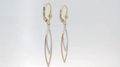 14K Two-Tone Layered Marquise Lever Back Earrings