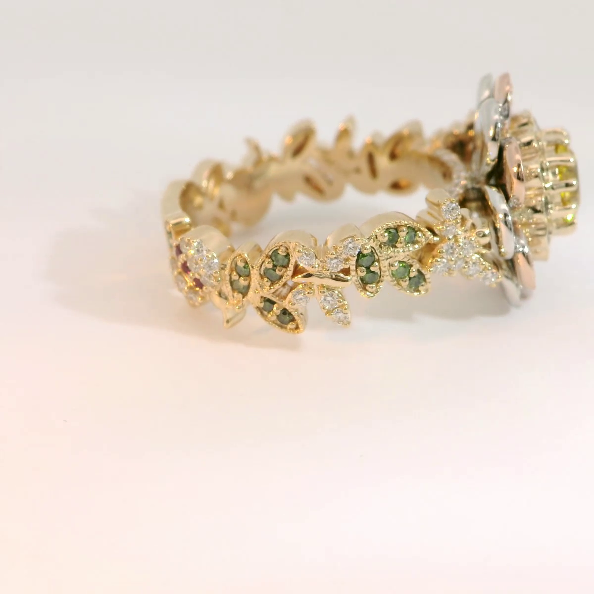 Yellow Diamond Flower Ring