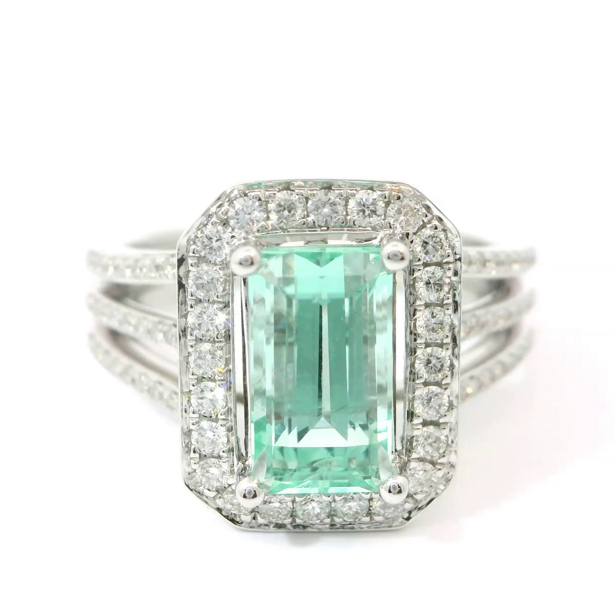 18K White Gold Beryl Mint Ring