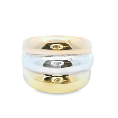 14K Tri Color Puffed Dome Ring