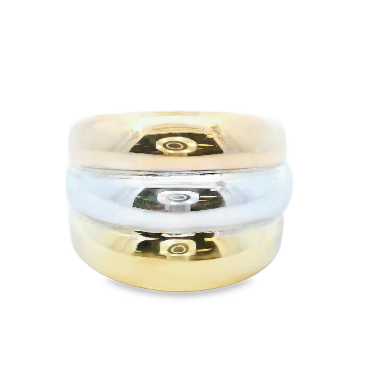 14K Tri Color Puffed Dome Ring