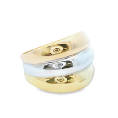 14K Tri Color Puffed Dome Ring