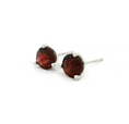 Load image into Gallery viewer, 14k White Gold Checkerboard Garnet Stud Earrings
