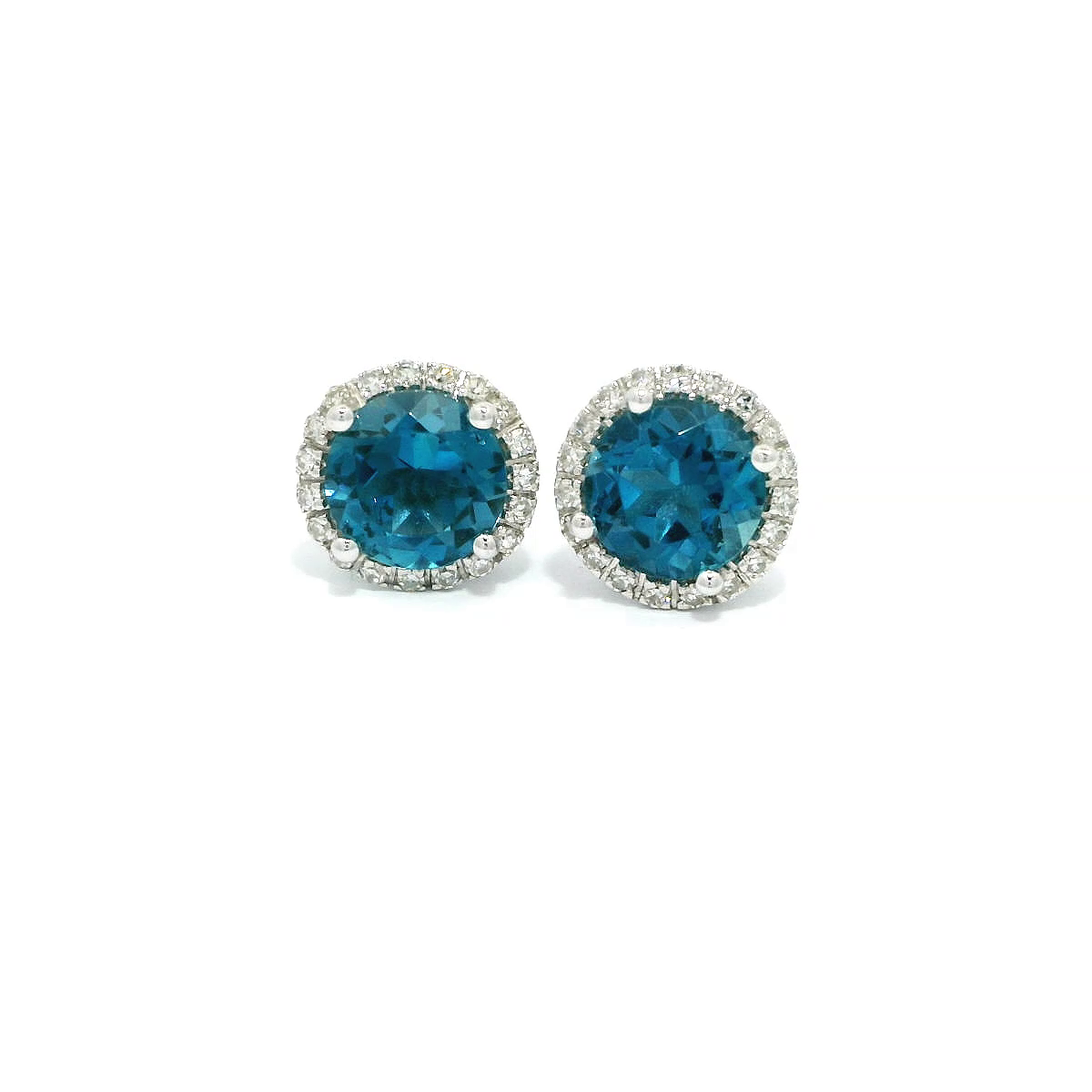 14K White Gold London Blue Topaz Earrings