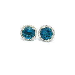 14K White Gold London Blue Topaz Earrings