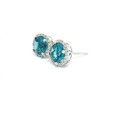 14K White Gold London Blue Topaz Earrings