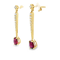 Load image into Gallery viewer, 14K Yellow Diamond and Ruby Dangle Earrings
