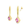 Load image into Gallery viewer, 14k Yellow Gold  Pink Sapphire Dangle Earrings
