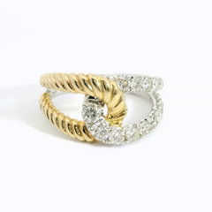 14K Two-Tone Diamond Knot Ring