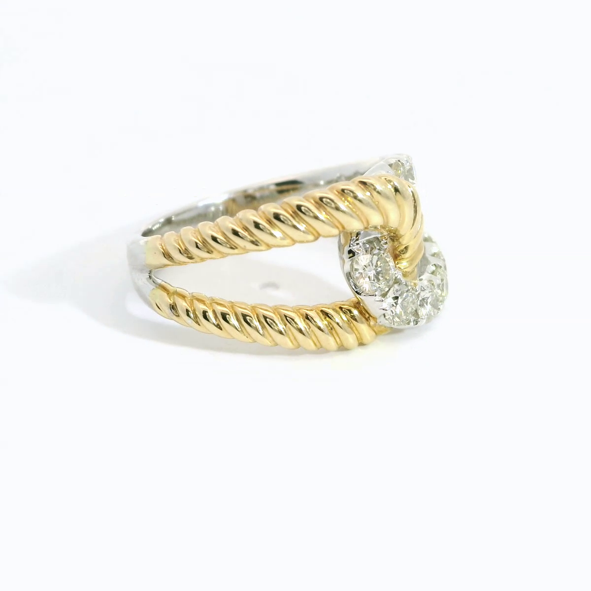 14K Two-Tone Diamond Knot Ring