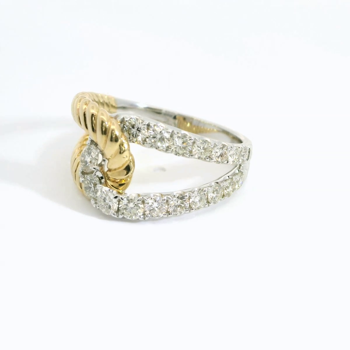 14K Two-Tone Diamond Knot Ring