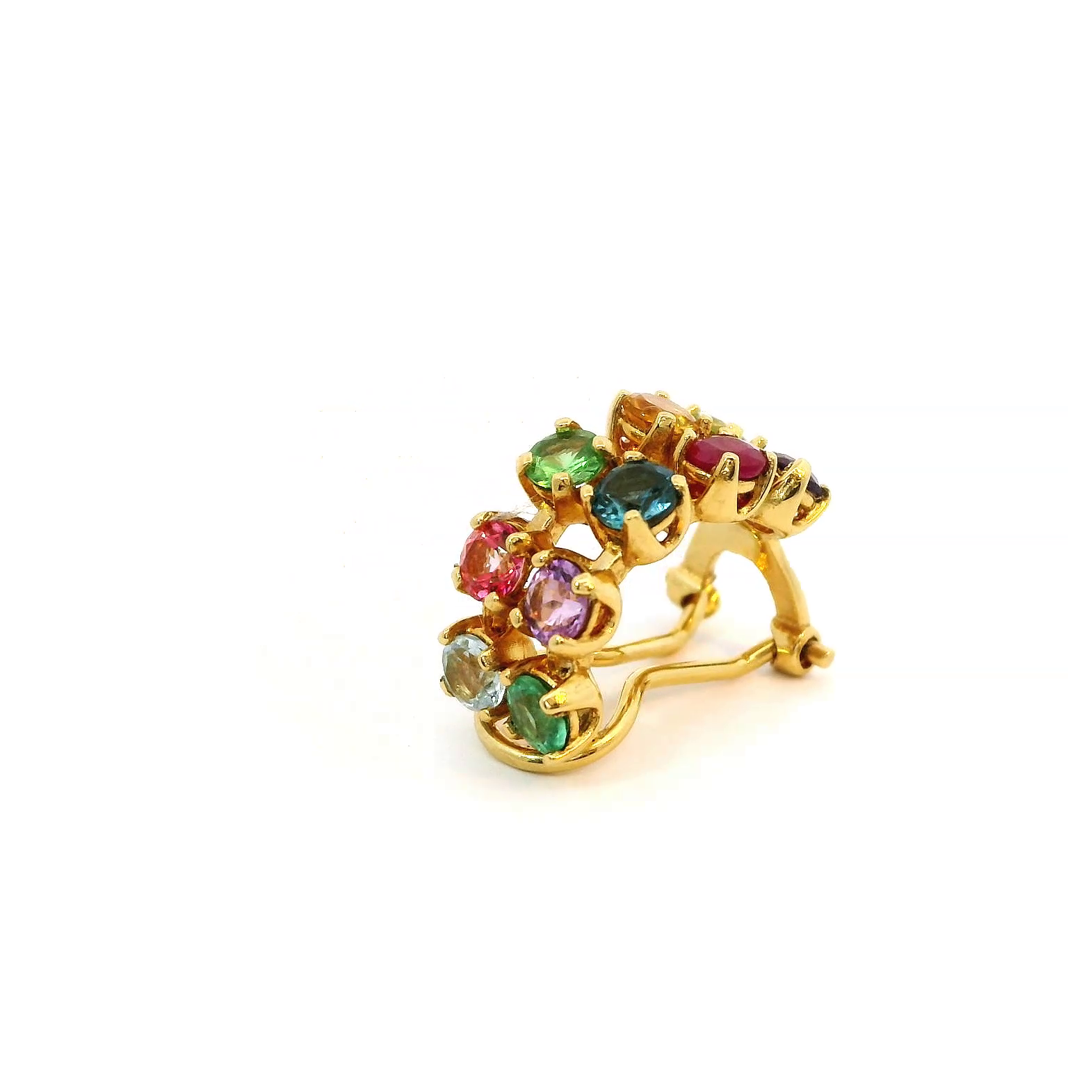 18K Yellow Gold Multi-Color Gemstone Ear Cuff