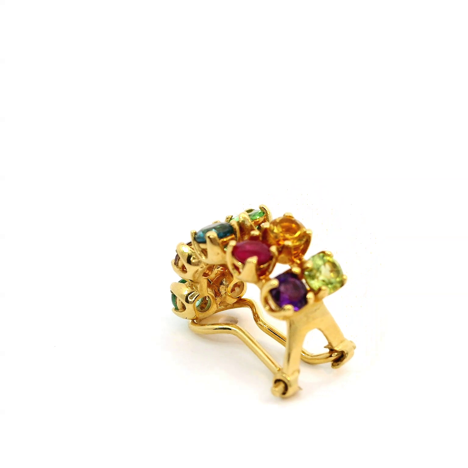 18K Yellow Gold Multi-Color Gemstone Ear Cuff