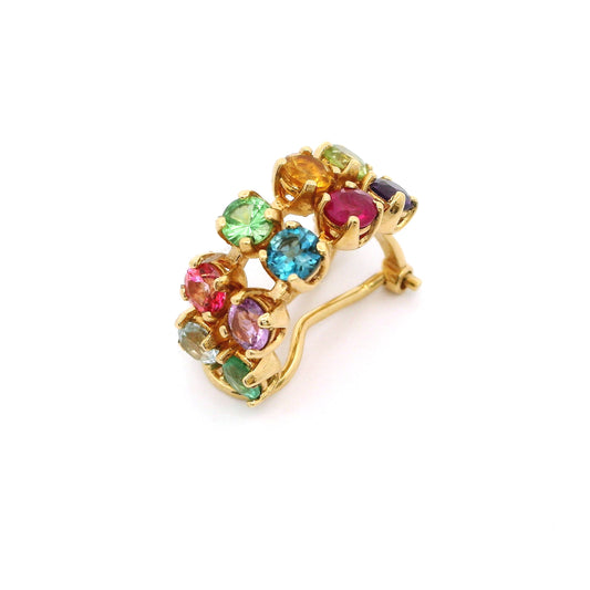 18K Yellow Gold Multi-Color Gemstone Ear Cuff