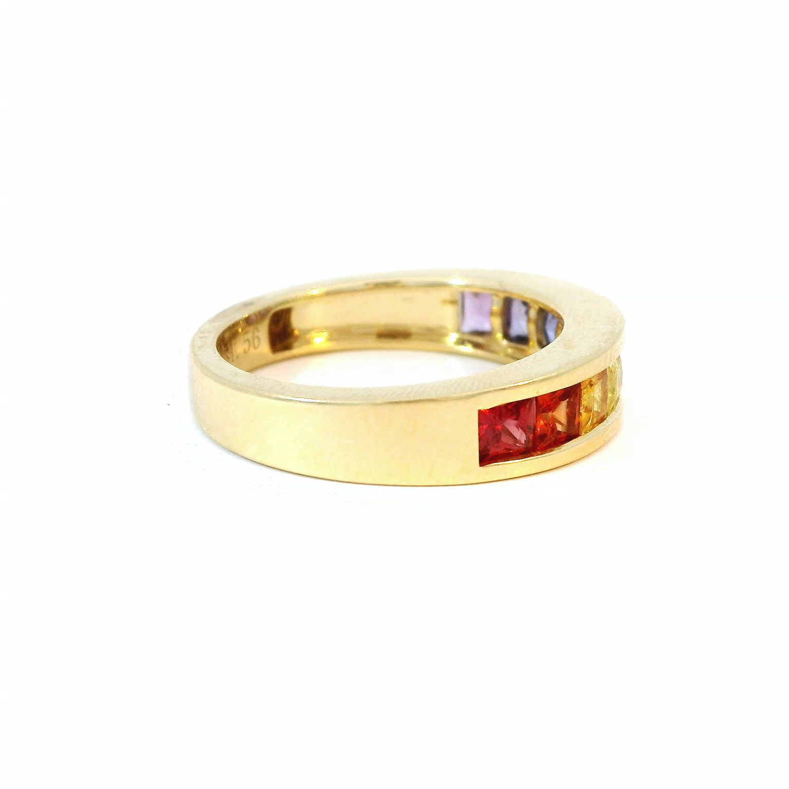 14k Yellow Gold Rainbow Sapphire Channel Band