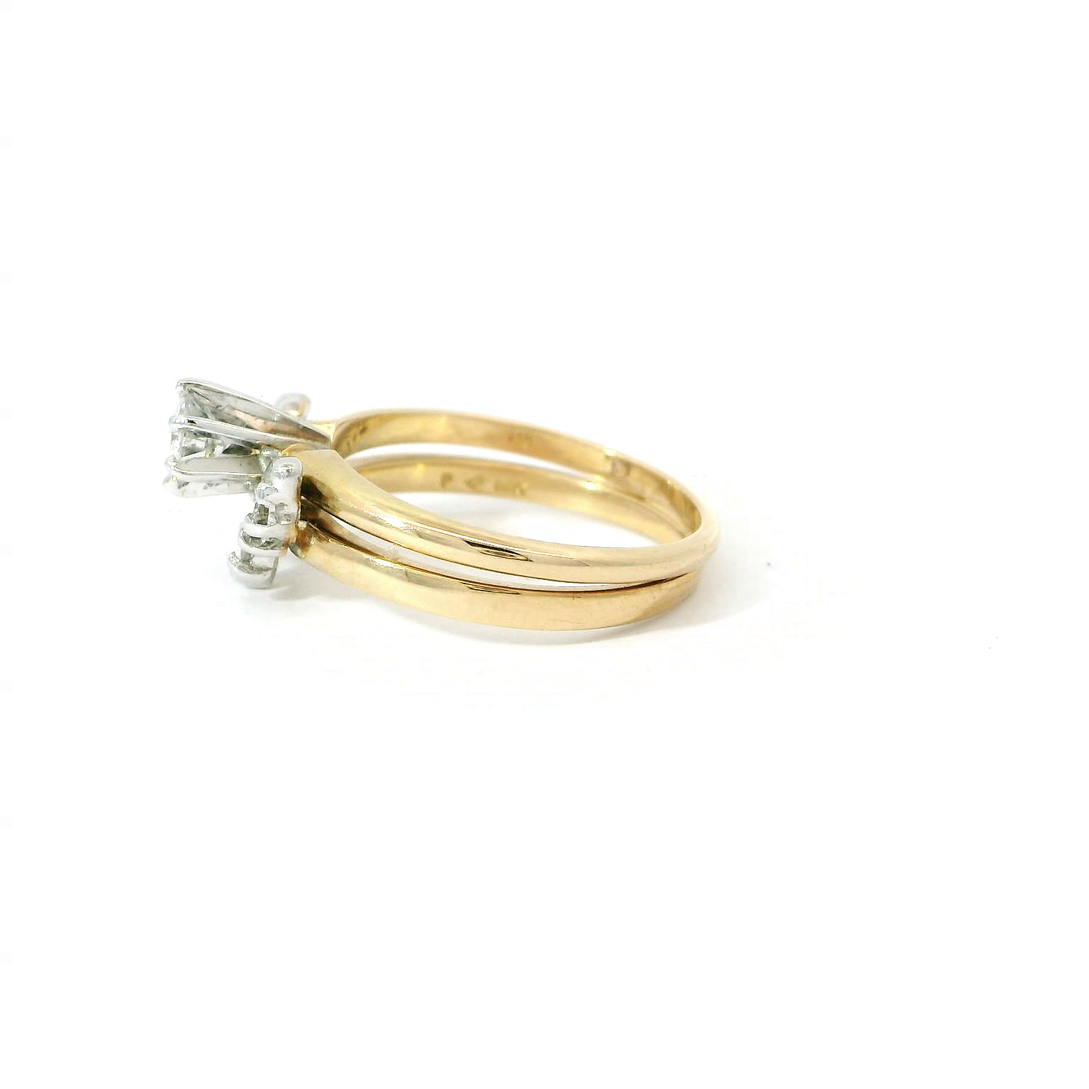 14k Yellow Gold Solitaire Diamond Ring with Diamond Wrap