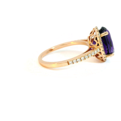 14k Rose Gold Amethyst Diamond Halo Ring