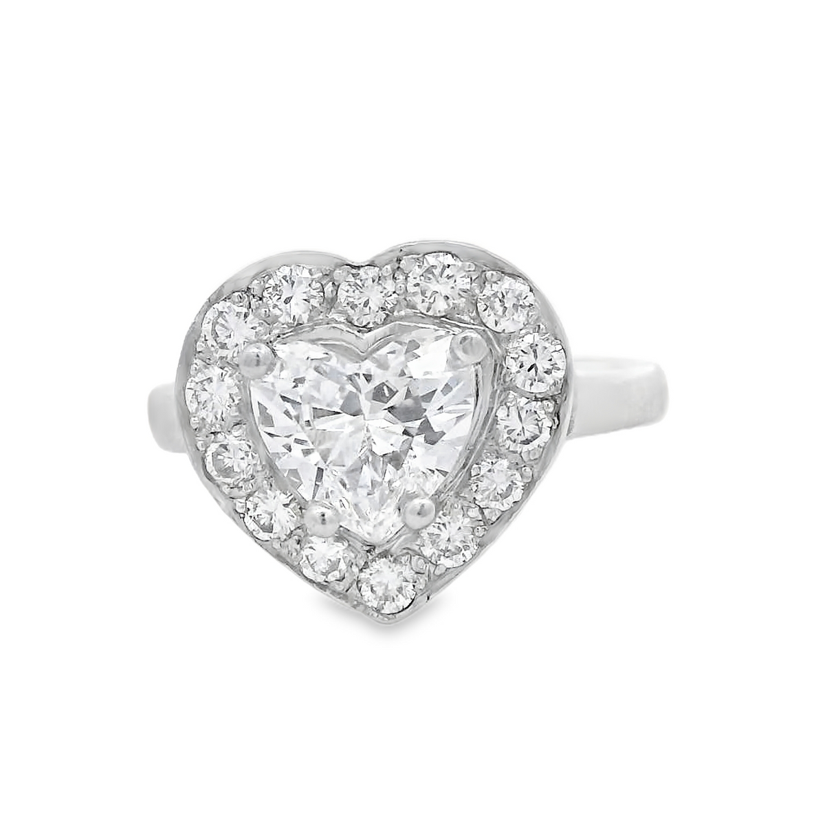 Platinum Gold Heart-Shaped Diamond Ring