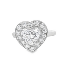 Platinum Gold Heart-Shaped Diamond Ring