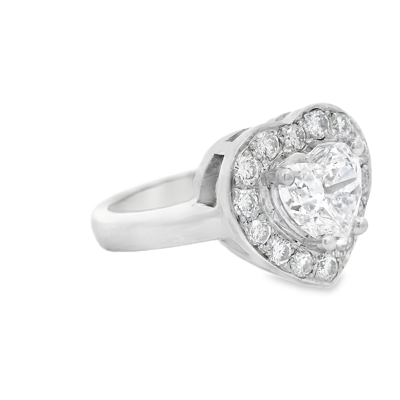 Platinum Gold Heart-Shaped Diamond Ring