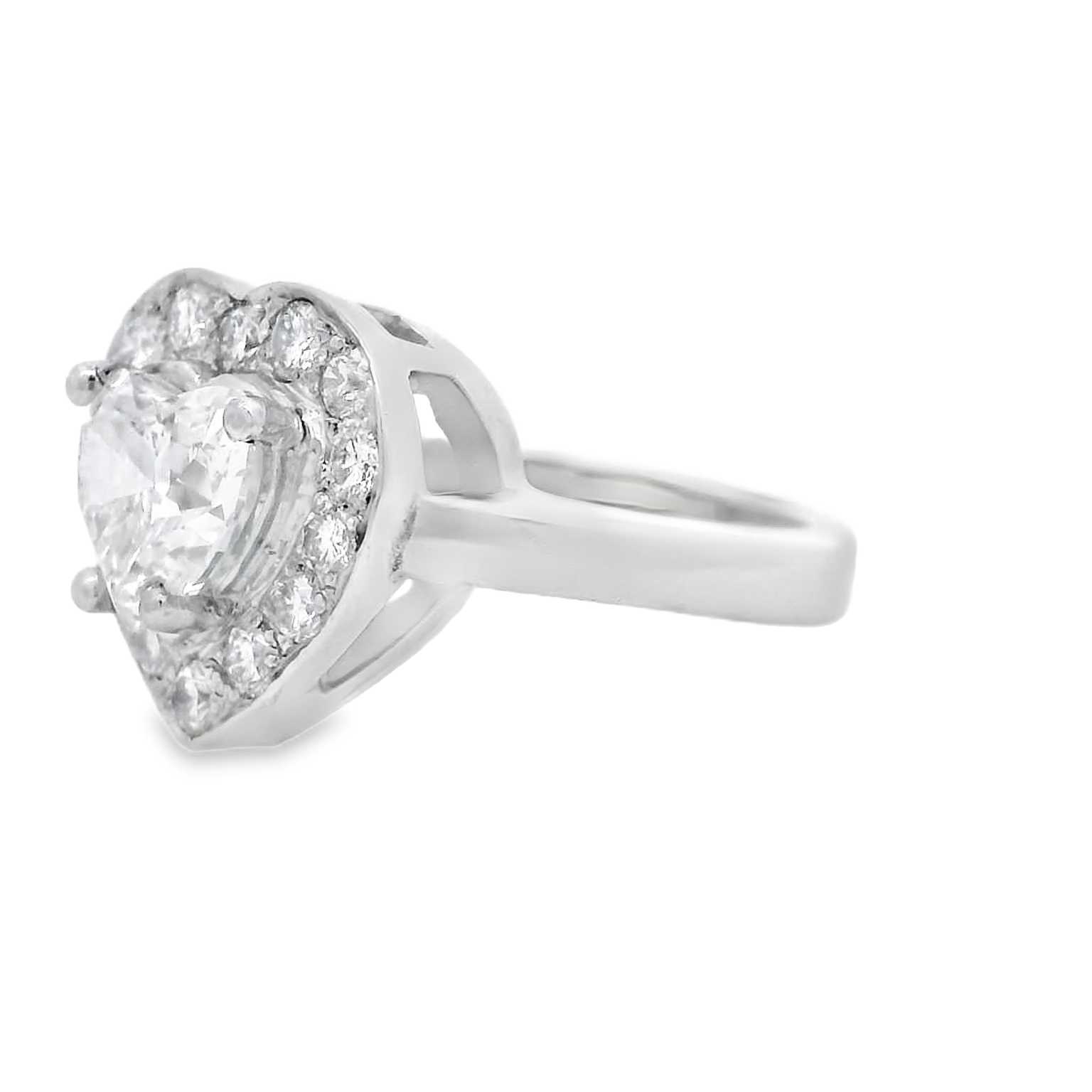 Platinum Gold Heart-Shaped Diamond Ring