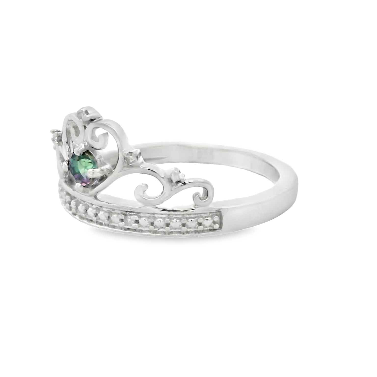 Sterling Silver Mystic Topaz and Diamond Self-Love Crown Ring