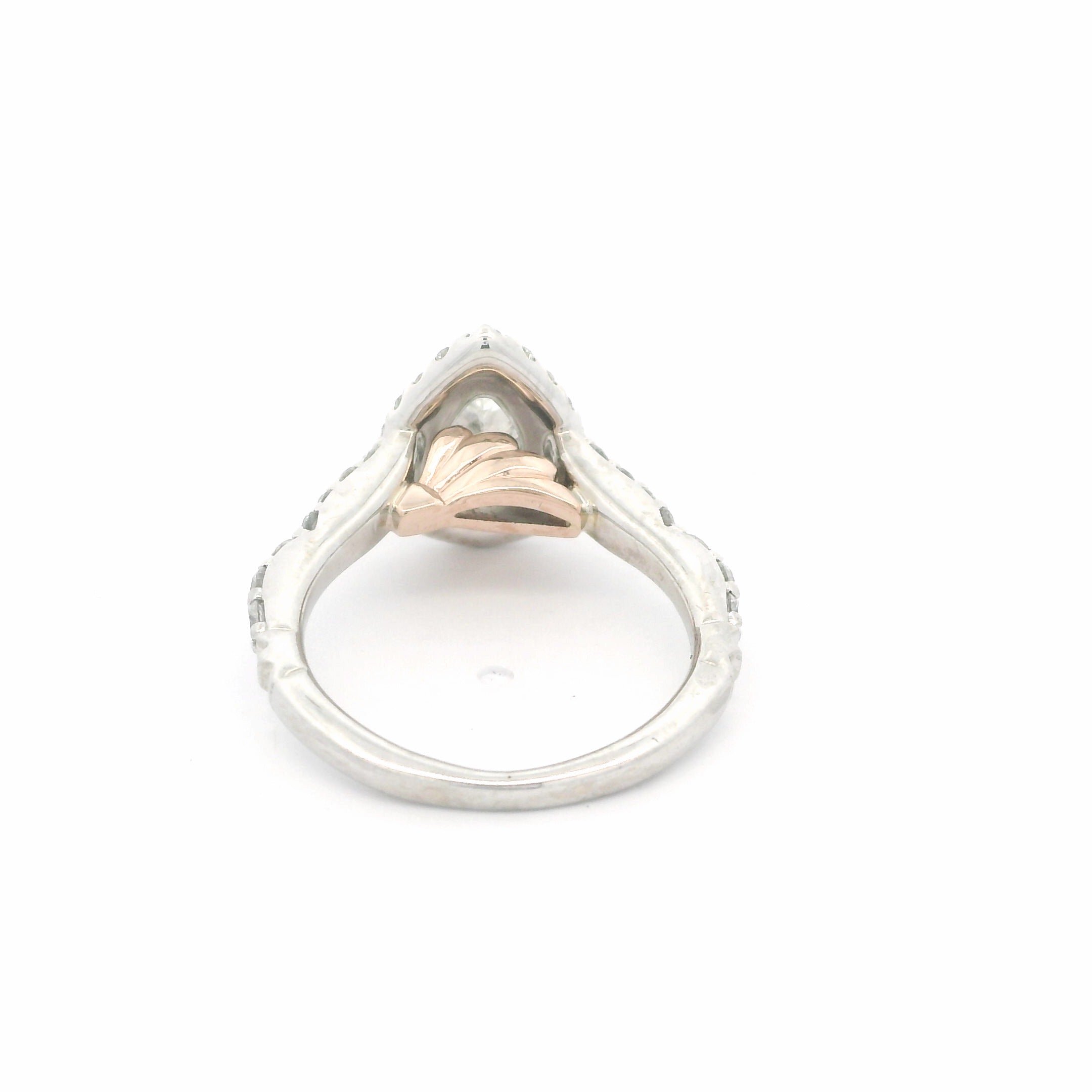 14K White Gold Pear Shaped Double Diamond Halo Engagement Ring