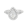 Load image into Gallery viewer, 14K White Gold Pear Shaped Double Diamond Halo Engagement Ring
