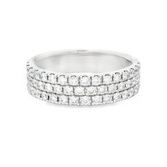 14K White Gold Triple Row Diamond Band