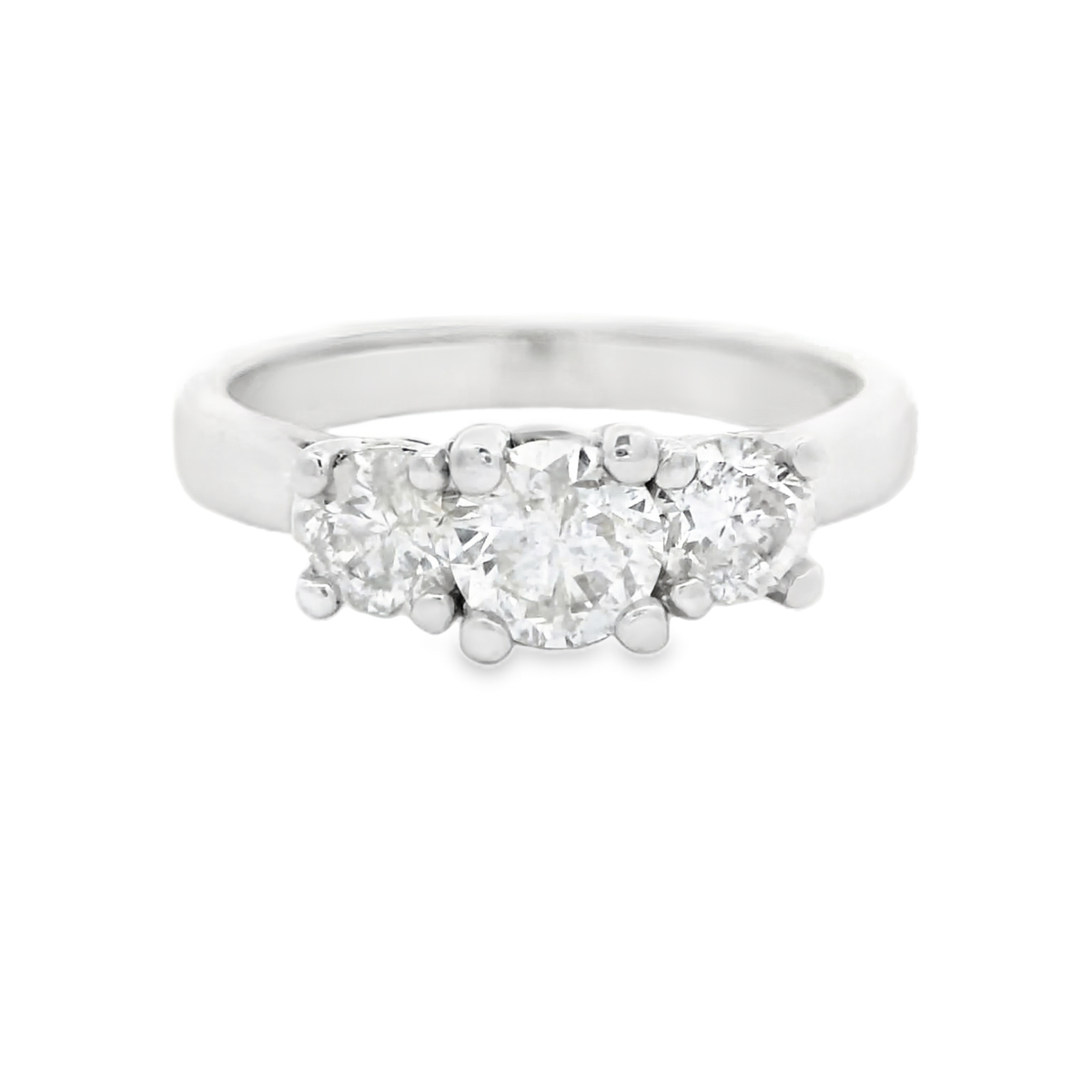 14k White Gold Three-Stone Diamond Engagement Ring