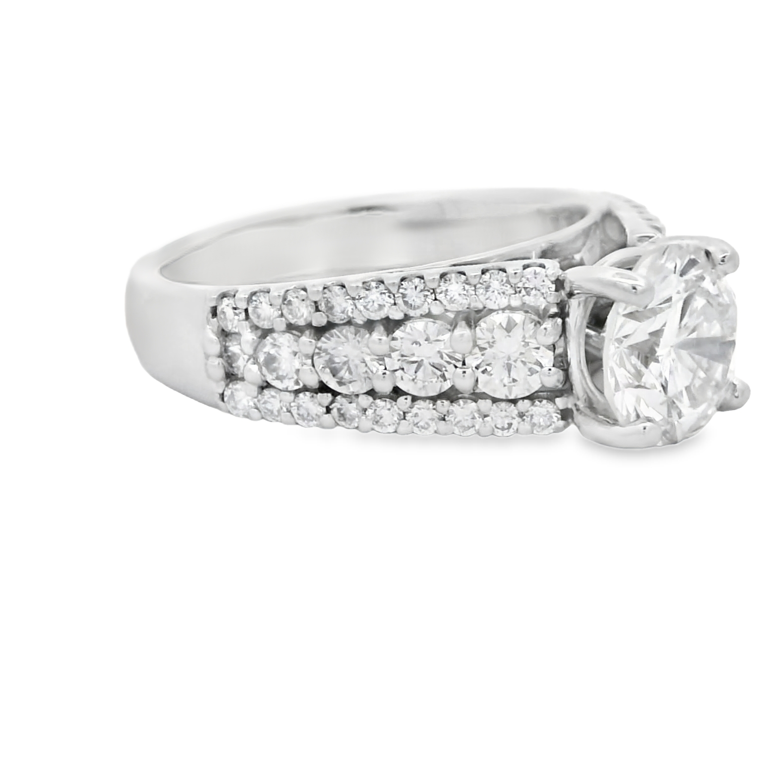 14k White Gold 1.55 Carat Natural Diamond Engagement Ring