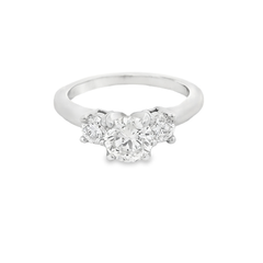 14k White Gold Three Stone Diamond Engagement Ring