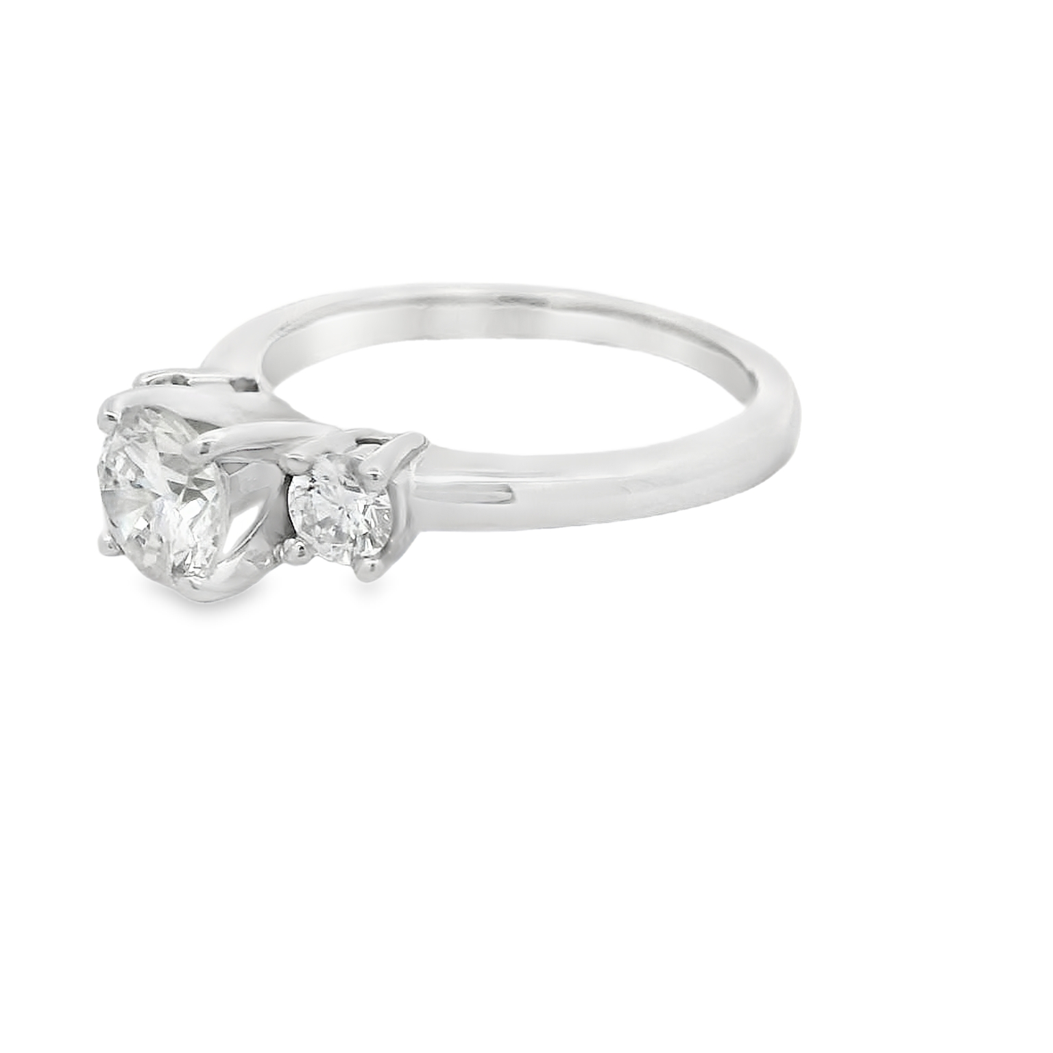 14k White Gold Three Stone Diamond Engagement Ring