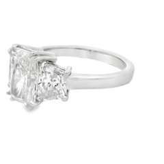 Platinum Three Stone Radiant  Lab Grown Diamond Ring