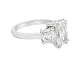 Platinum Three Stone Radiant  Lab Grown Diamond Ring