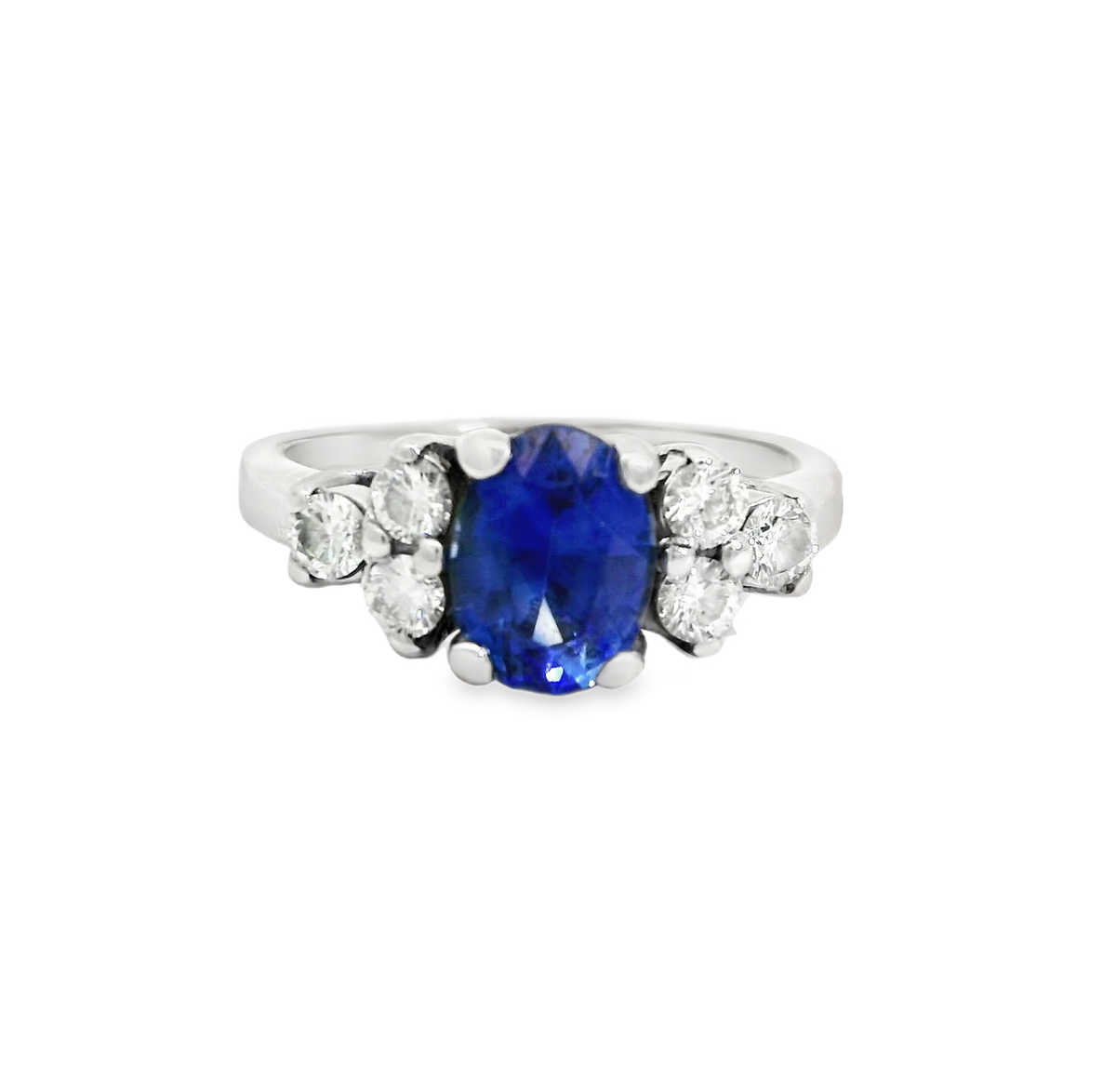 14K White Gold Sapphire and Diamond Ring