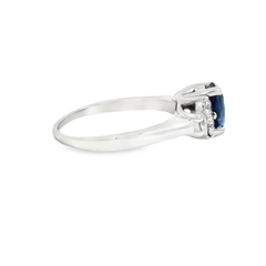 14K White Gold Sapphire and Diamond Ring